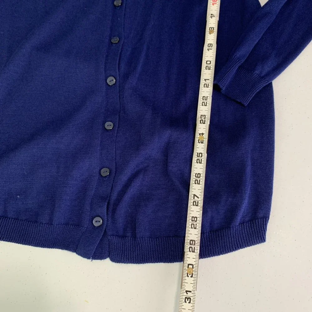 Joseph A. Lightweight Long Sleeve Royal Blue V Neck Cardigan Sweater Size Small